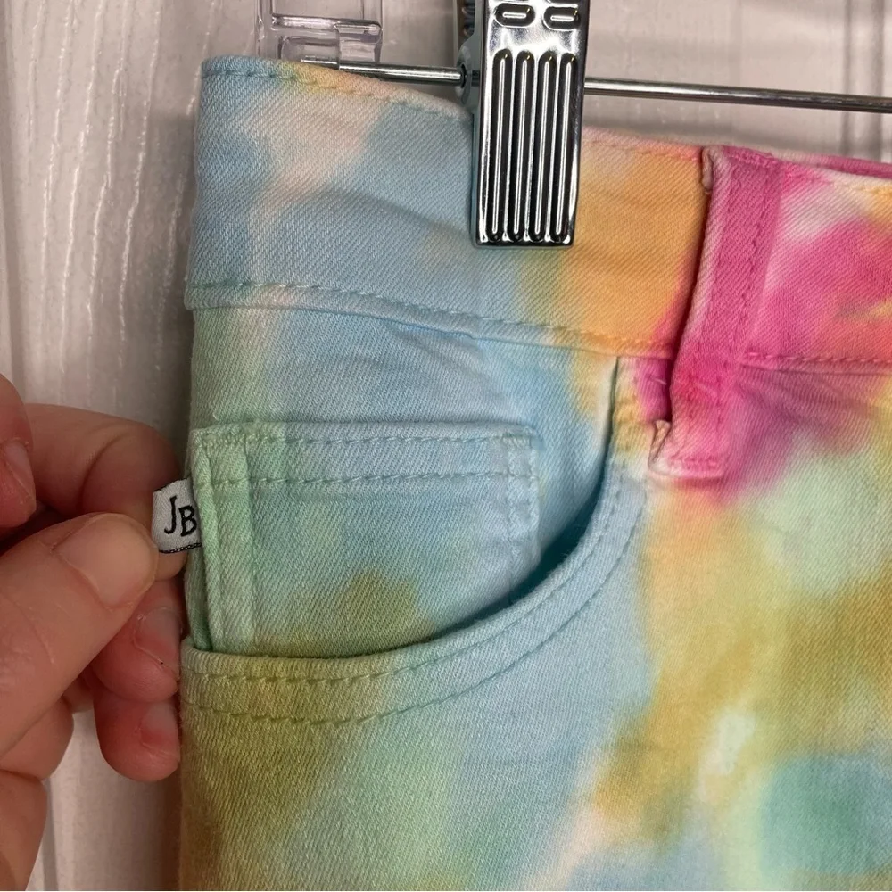 Judy Blue Mid Rise Tie Dye Cut Off Shorts Hippie Stretch Boho Y2K in Rainbow M - Picture 6 of 12